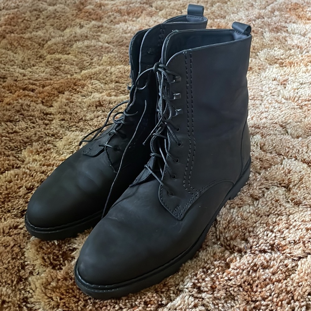 Vintage Original Santana Canada Leather Lace Up Moto Boots Black 10M